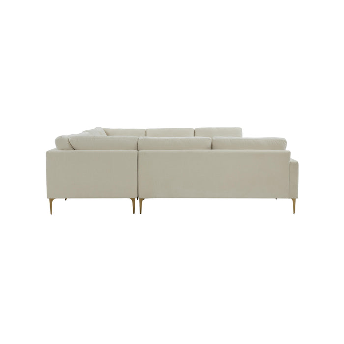 Serena Cream Velvet U-Sectional - Home And Beyond