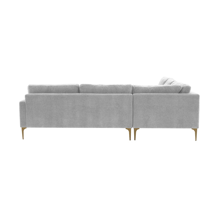 Serena Gray Velvet L-Sectional - Home And Beyond