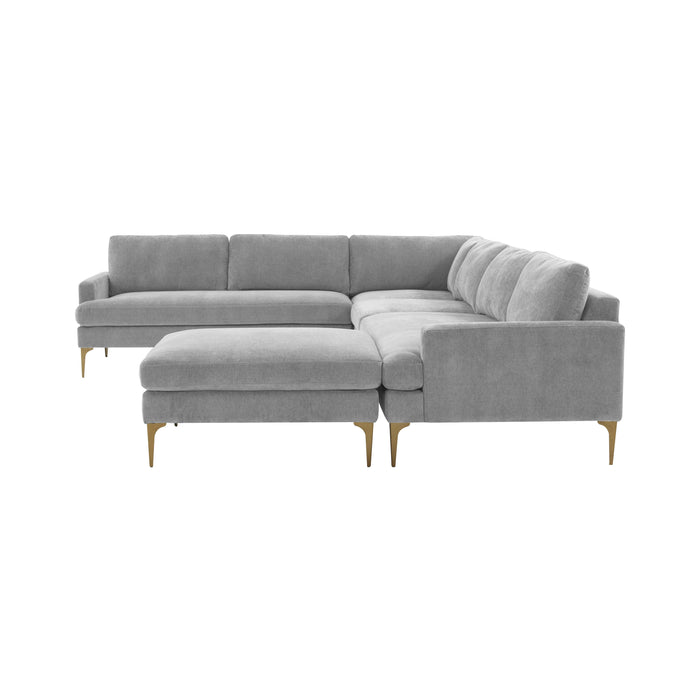 Serena Gray Velvet Large Chaise Sectional