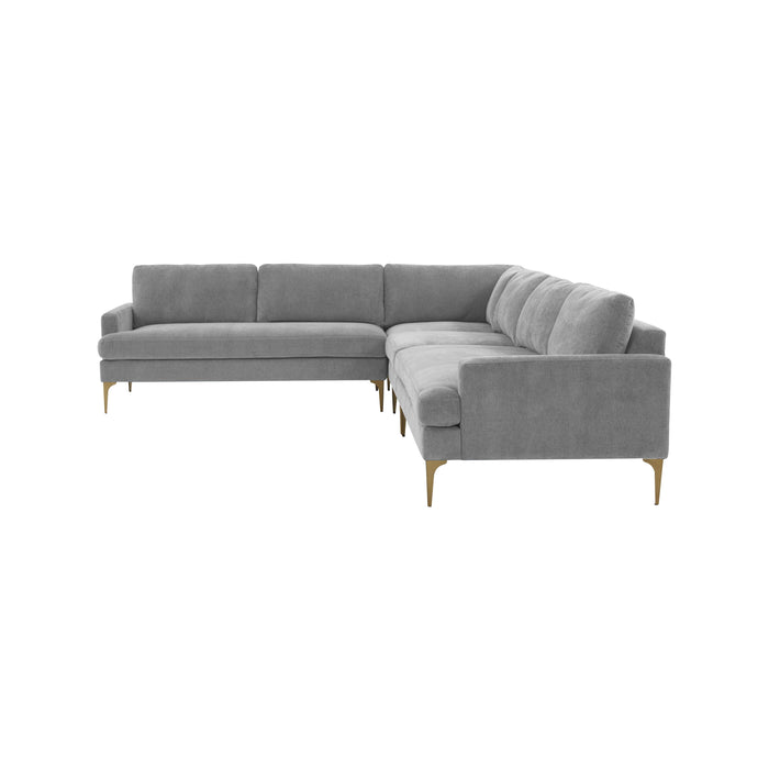 Serena Gray Velvet Large L-Sectional - Home And Beyond