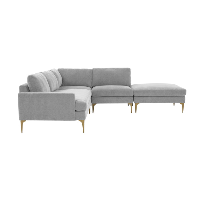 Serena Gray Velvet Large RAF Chaise Sectional - Home And Beyond