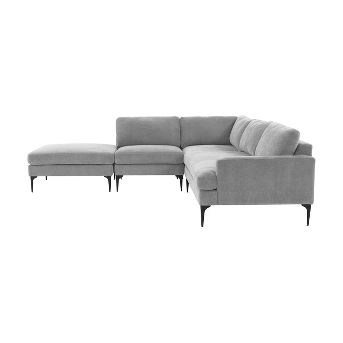 Serena Gray Velvet Large LAF Chaise Sectional with Black Legs - Home And Beyond