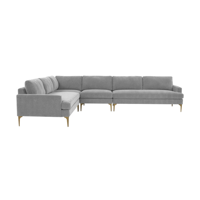 Serena Gray Velvet Large L-Sectional - Home And Beyond