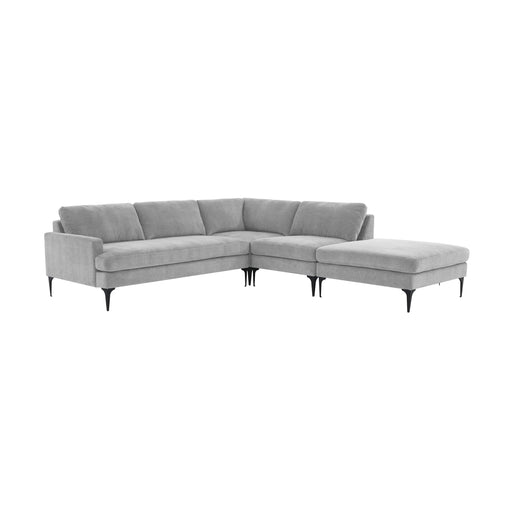 Serena Gray Velvet Large RAF Chaise Sectional with Black Legs image