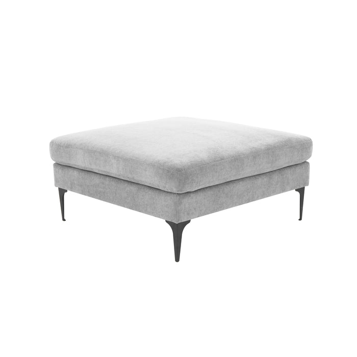 Serena Gray Velvet Ottoman with Black Legs image