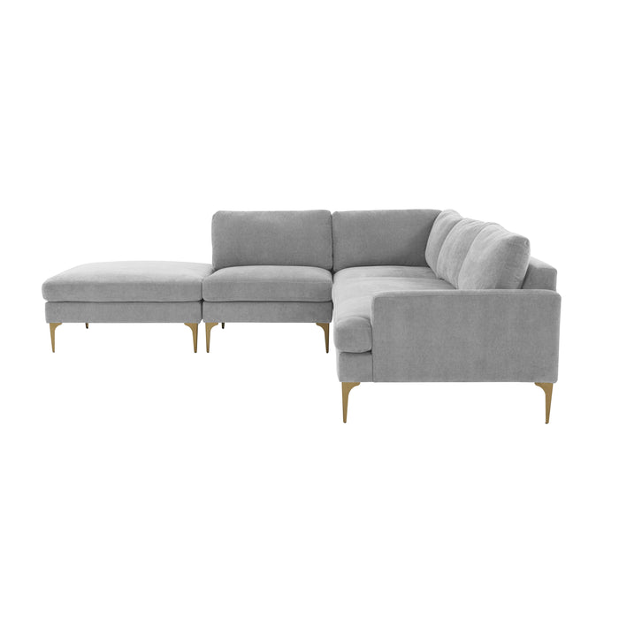 Serena Gray Velvet Large LAF Chaise Sectional - Home And Beyond