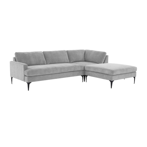 Serena Gray Velvet RAF Chaise Sectional with Black Legs image