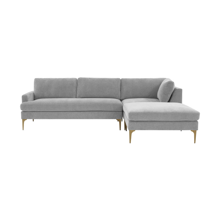 Serena Gray Velvet RAF Chaise Sectional - Home And Beyond