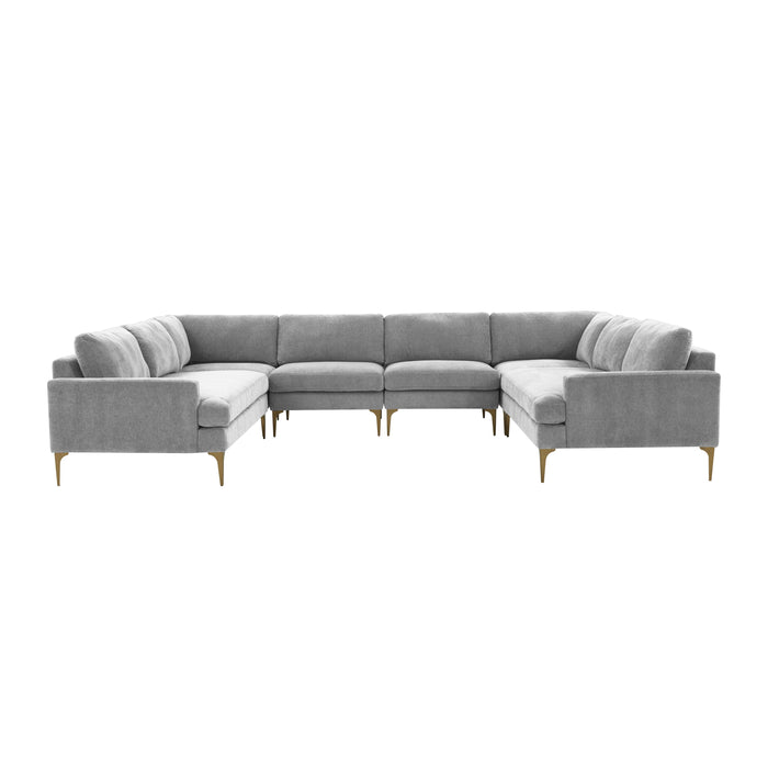 Serena Gray Velvet U-Sectional - Home And Beyond