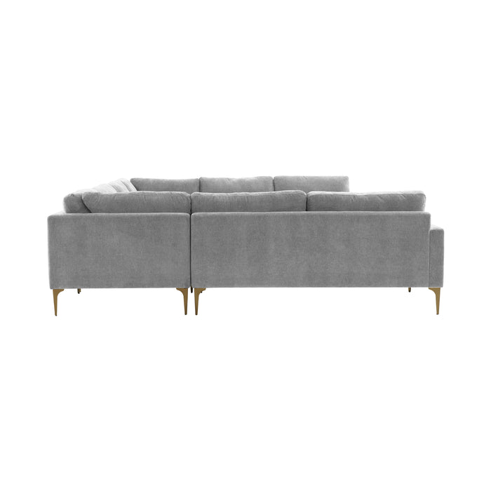 Serena Gray Velvet U-Sectional - Home And Beyond