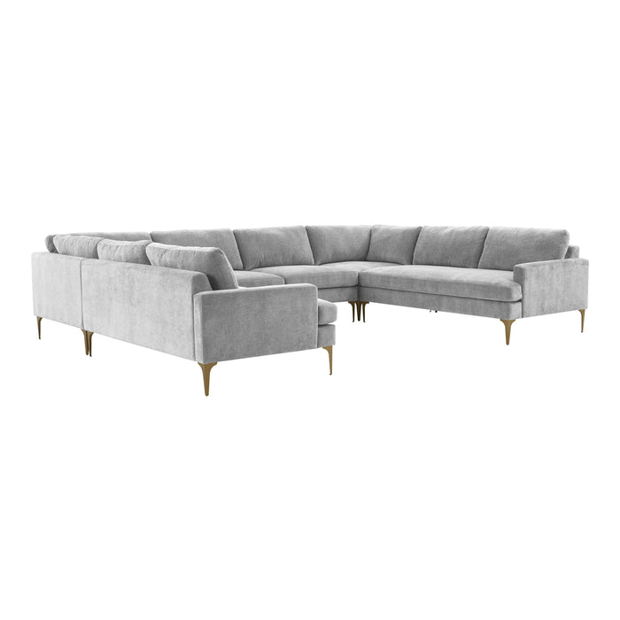 Serena Gray Velvet U-Sectional image