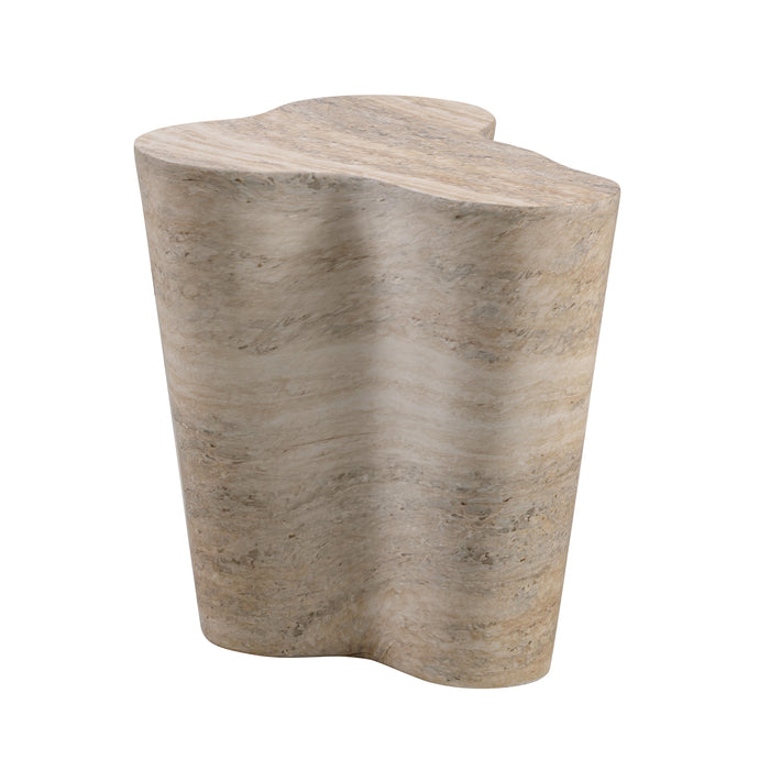 Slab Faux Travertine Short Side Table - Home And Beyond