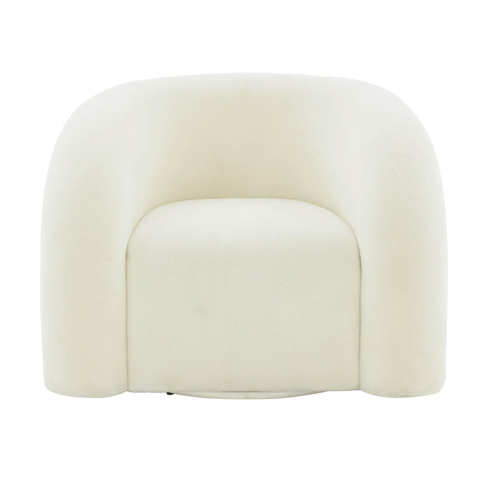 Slipper Cream Vegan Shearling Swivel Chair - Home And Beyond