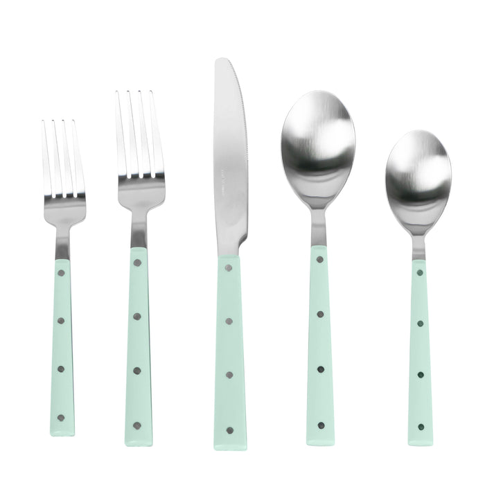 Soline Mint and Stainless Steel Flatware - Set of 5 Pieces - Service for 1 image