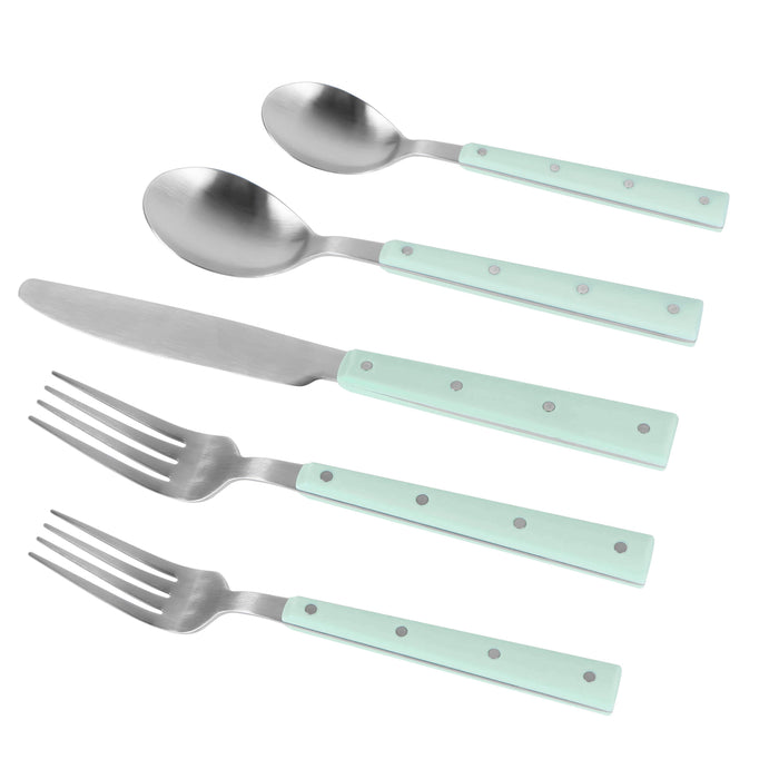 Soline Mint Green and Stainless Steel Flatware - Set of 20 Pieces - Home And Beyond