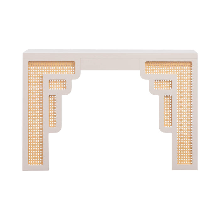 Suzie Cream & Rattan Console Table - Home And Beyond