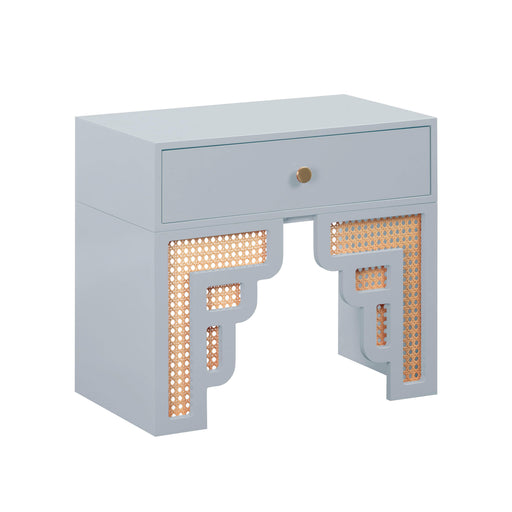 Suzie Pastel Blue & Rattan Nightstand image