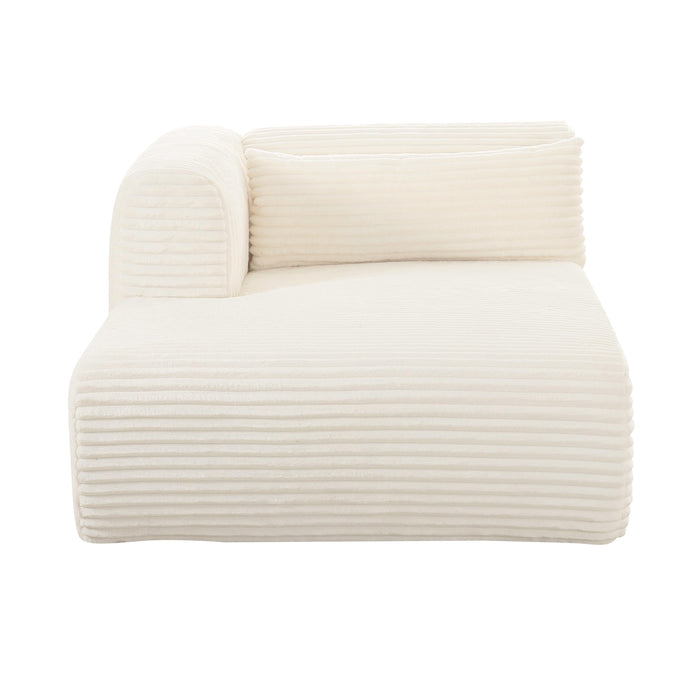 Tarra Fluffy Oversized Cream Corduroy Modular LAF Chaise - Home And Beyond