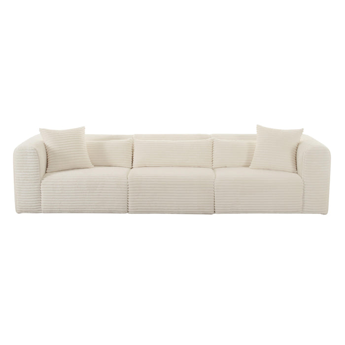 Tarra Fluffy Oversized Cream Corduroy Modular Sofa - Home And Beyond