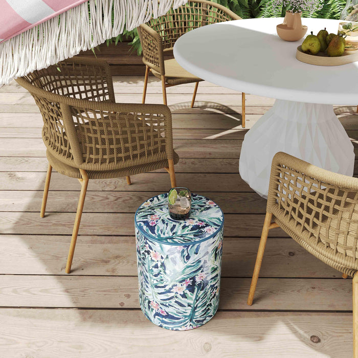 Taurus Ceramic Stool in Garden Print - Home And Beyond