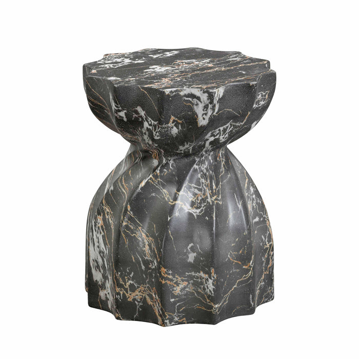 Turin Black Faux Marble Indoor / Outdoor Concrete Stool image