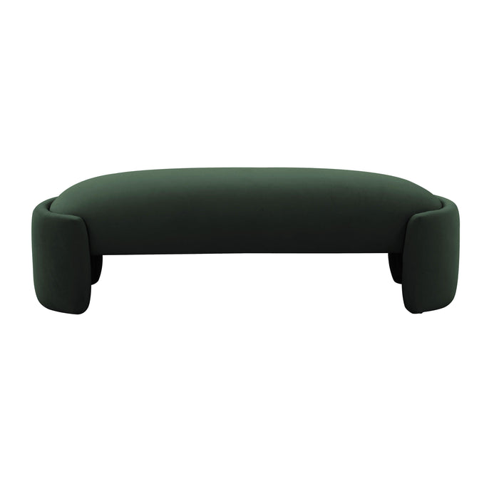 Toledo Forest Green Velvet Bench - Home And Beyond