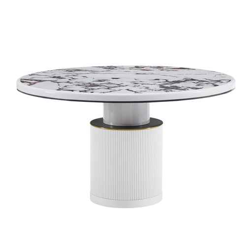 Vanessa White Marble Lacquer 53" Round Dining Table image