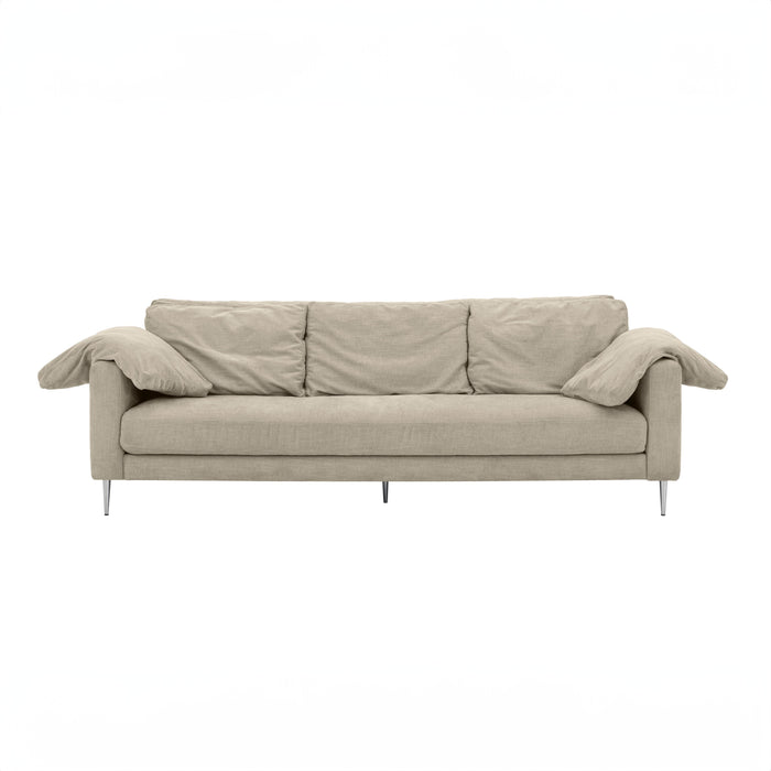 Vari Beige Textured Velvet Lounge Sofa - Home And Beyond