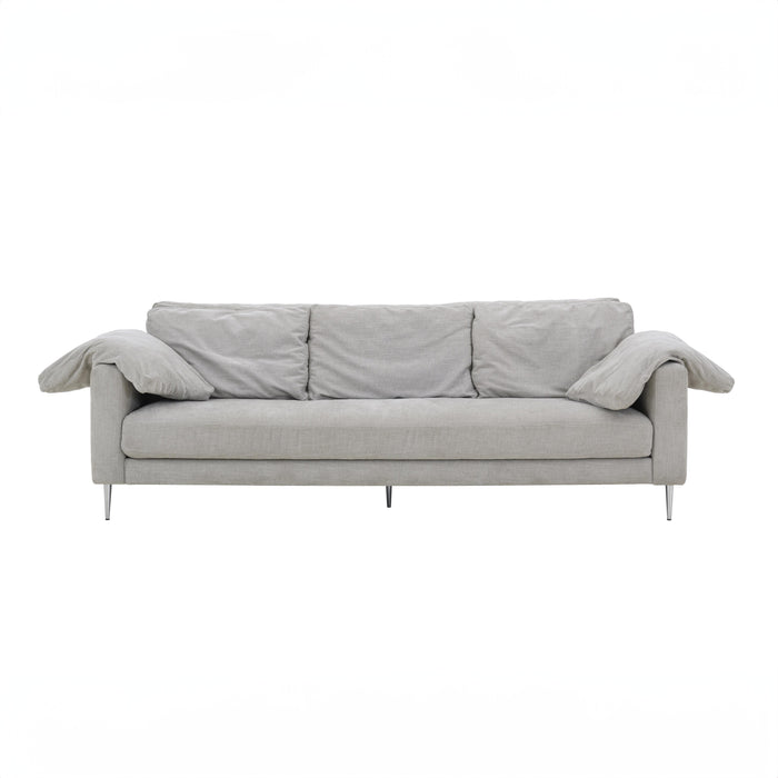 Vari Light Grey Textured Velvet Lounge Sofa - Home And Beyond