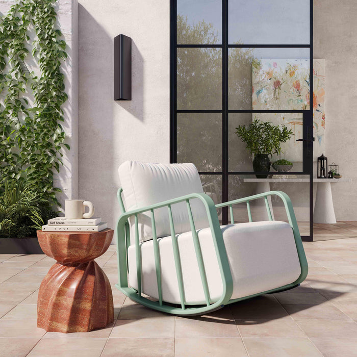 Violette Mint Green and Cream Outdoor Rocking Chair - Home And Beyond