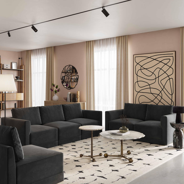 Willow Performance Velvet Modular RAF Corner Chair