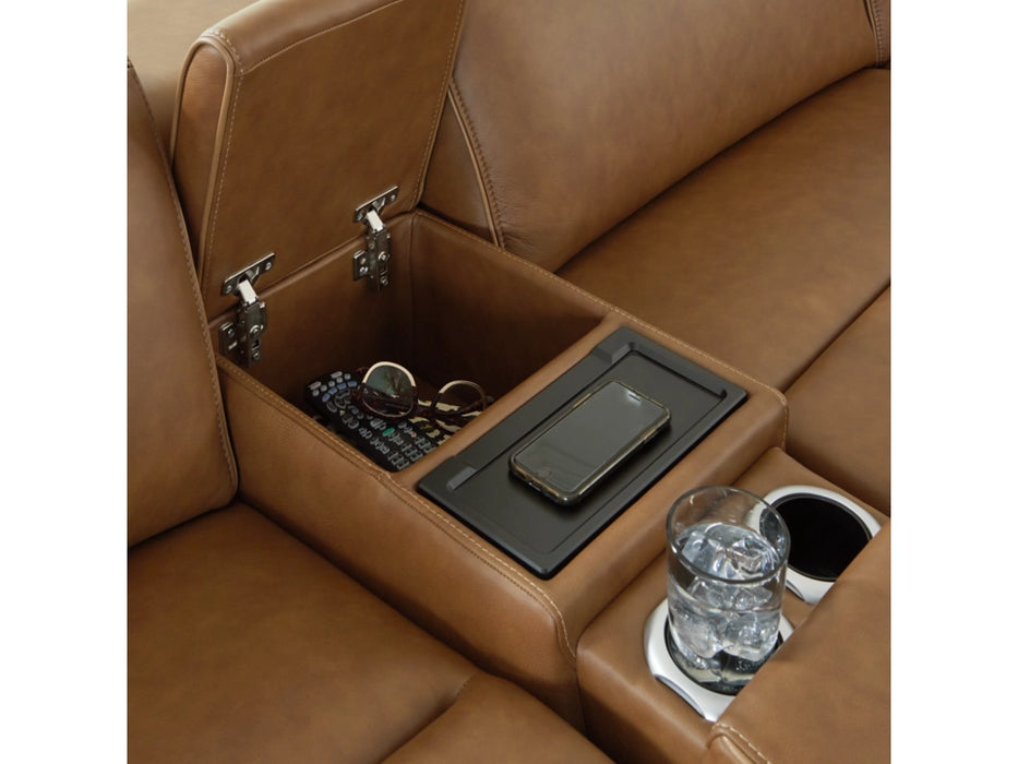 Magic Man 6-Piece Dual Power Leather Reclining Modular Sectional with Console