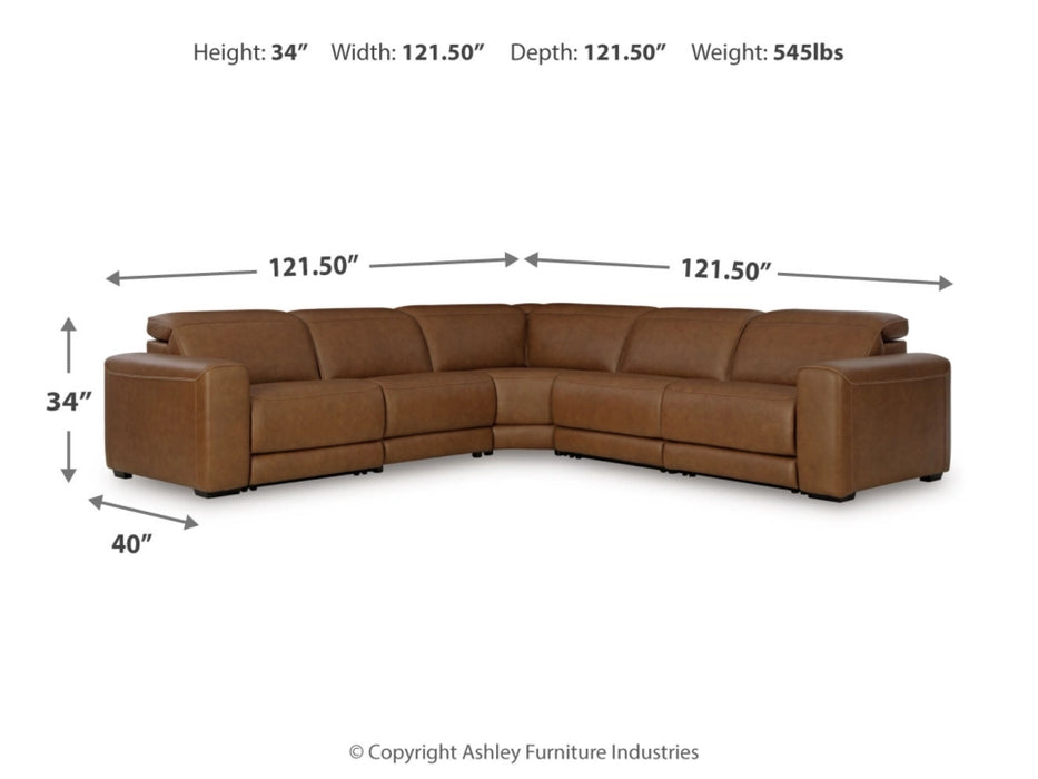 Magic Man 5-Piece Dual Power Leather Reclining Modular Sectional