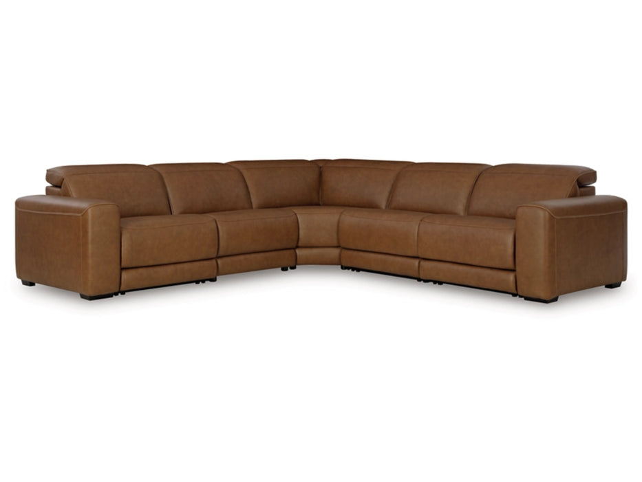 Magic Man 5-Piece Dual Power Leather Reclining Modular Sectional