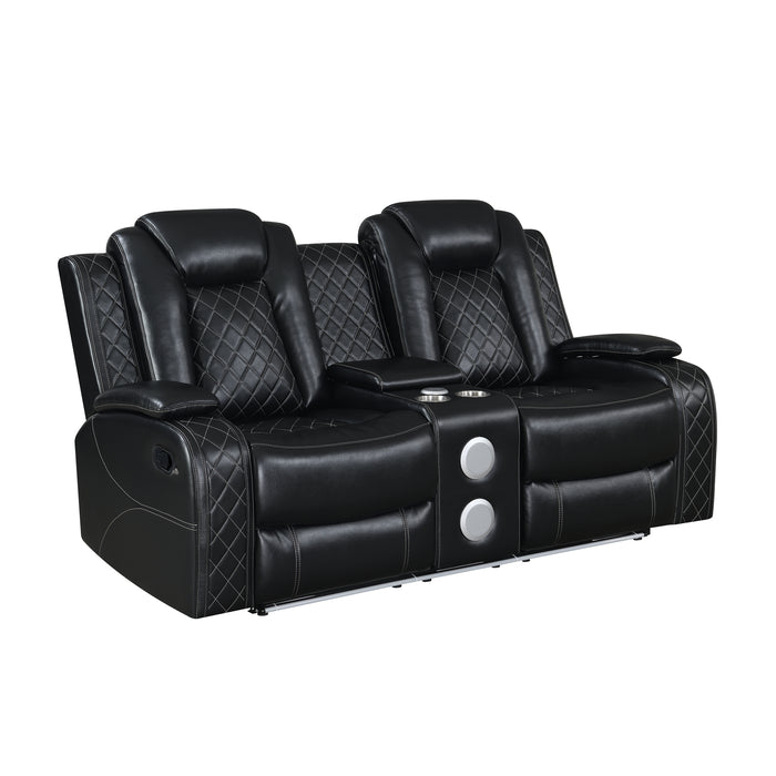 Orion Ii Console Loveseat W/ Dual Recliners-Black