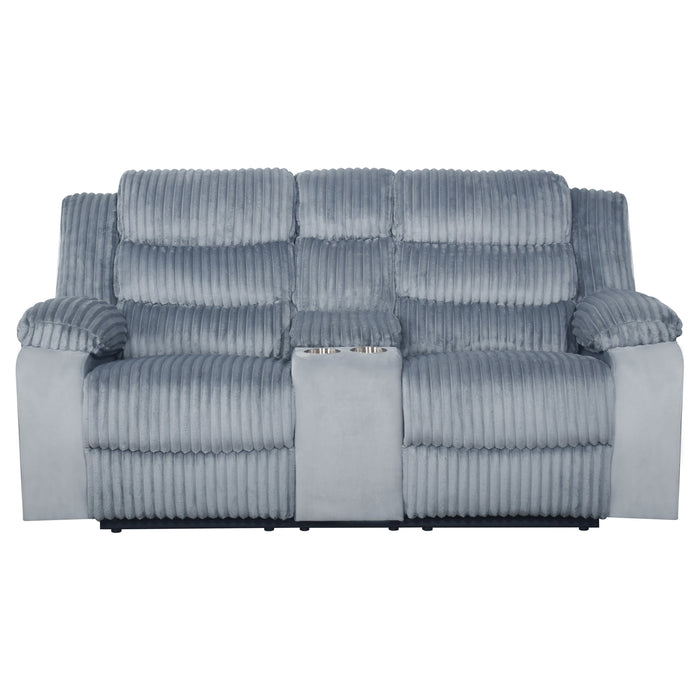 Willow Console Loveseat W/ Dual Recliners-Gray
