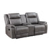 Enzo Console Loveseat W/ Dual Recliners--Gray