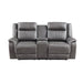 Enzo Console Loveseat W/ Dual Recliners--Gray