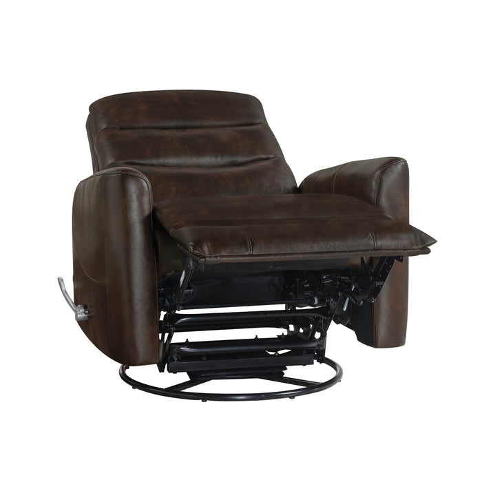 Takami Swivel Recliner-Brown Vegan Leather
