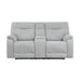 Chablis Reclining Console Loveseat-Mist Gray