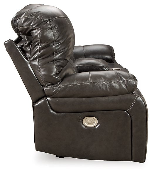 Hallstrung Power Reclining Loveseat with Console - Home And Beyond
