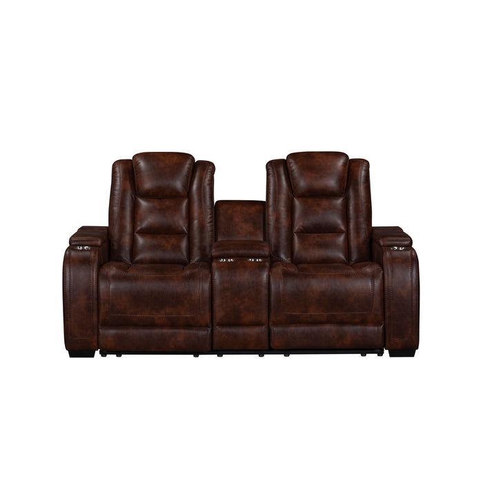 Chester Reclining Console Loveseat-Brown