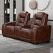 Chester Reclining Console Loveseat W/Pwr Hr & Fr-Brown