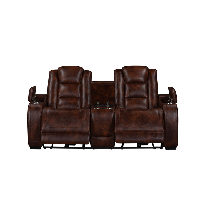Chester Reclining Console Loveseat W/Pwr Hr & Fr-Brown