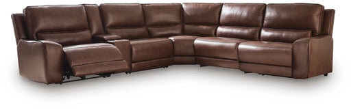 DeepWakes Reclining Sectional with Storage Console - Home And Beyond