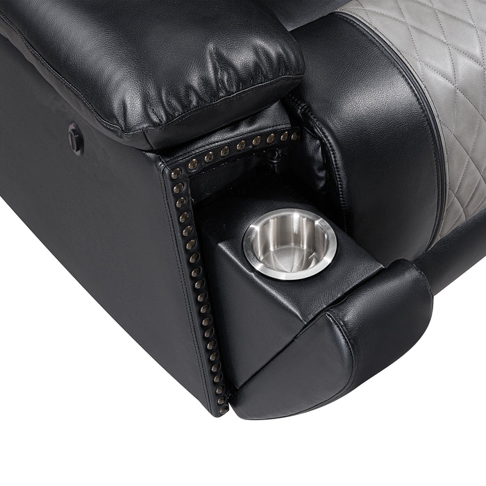 Nikko Sofa W/Pwr Fr-Black/Gray