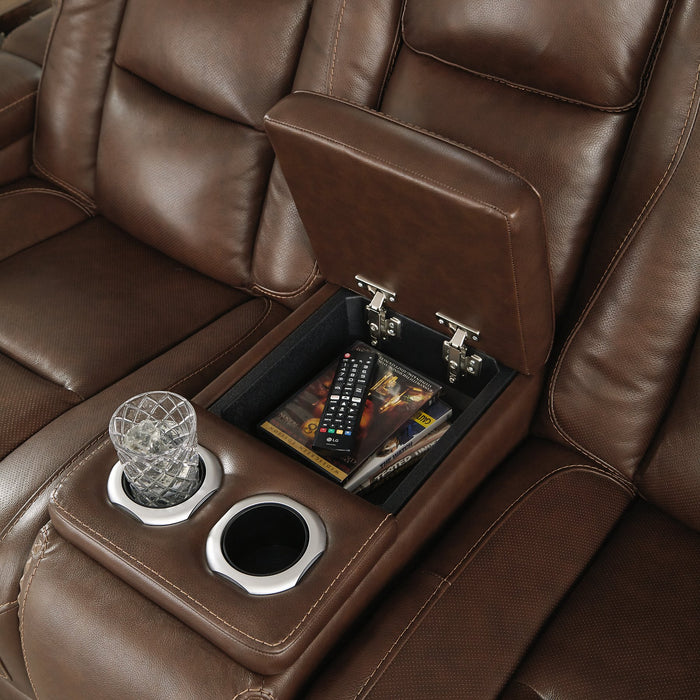 The Man-Den Power Reclining Loveseat with Console - Home And Beyond