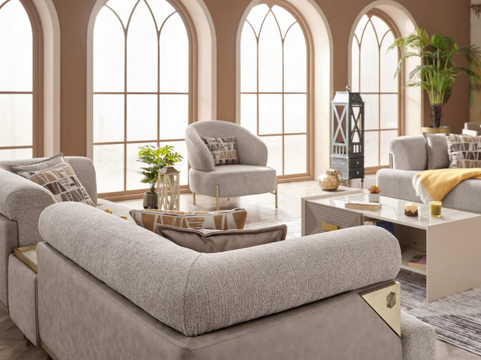 Urla Stationary Sofa Cream - Home And Beyond