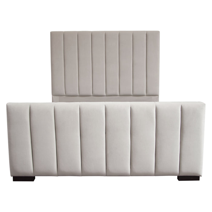 Venus Vertical Channel Tufted Eastern King Bed in Light Grey Velvet by Diamond Sofa