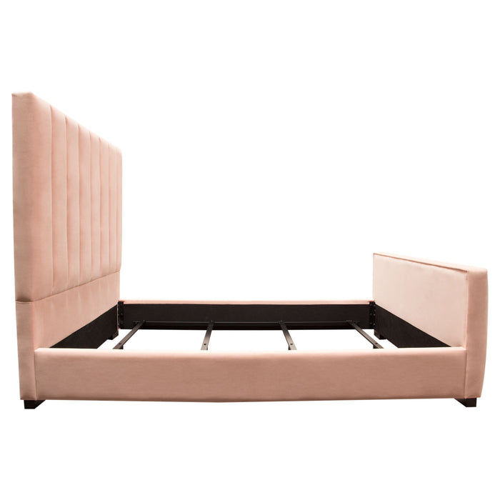 Venus Vertical Channel Tufted Eastern King Bed in Blush Pink Velvet by Diamond Sofa